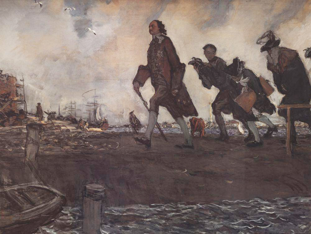 Валентин Серов "Петр I на строительстве Петербурга", 1907 год