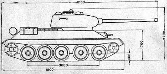 Чертеж танка т 34 85 с размерами