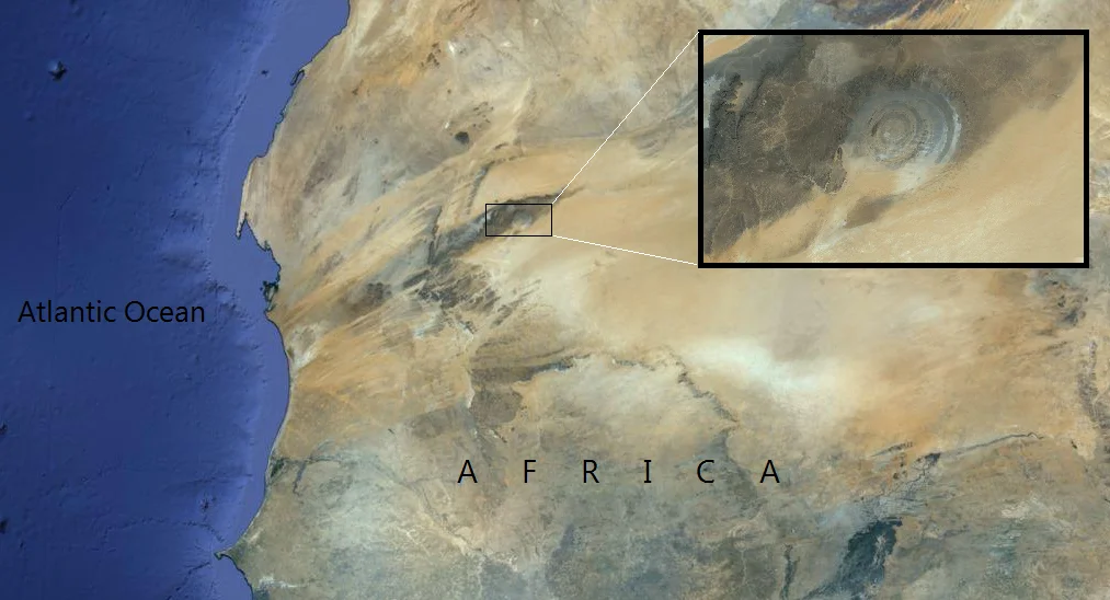 Атлантида глаз. Структура ришат глаз Сахары. Мавритания структура ришат Африка. Око Сахары на карте из космоса. Глаз Сахары на карте.