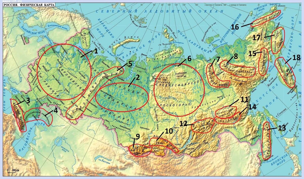 Карта с горами