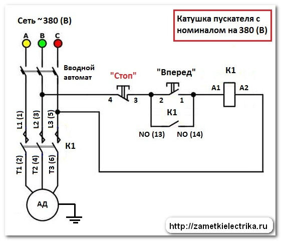 Схема магнитного пускателя