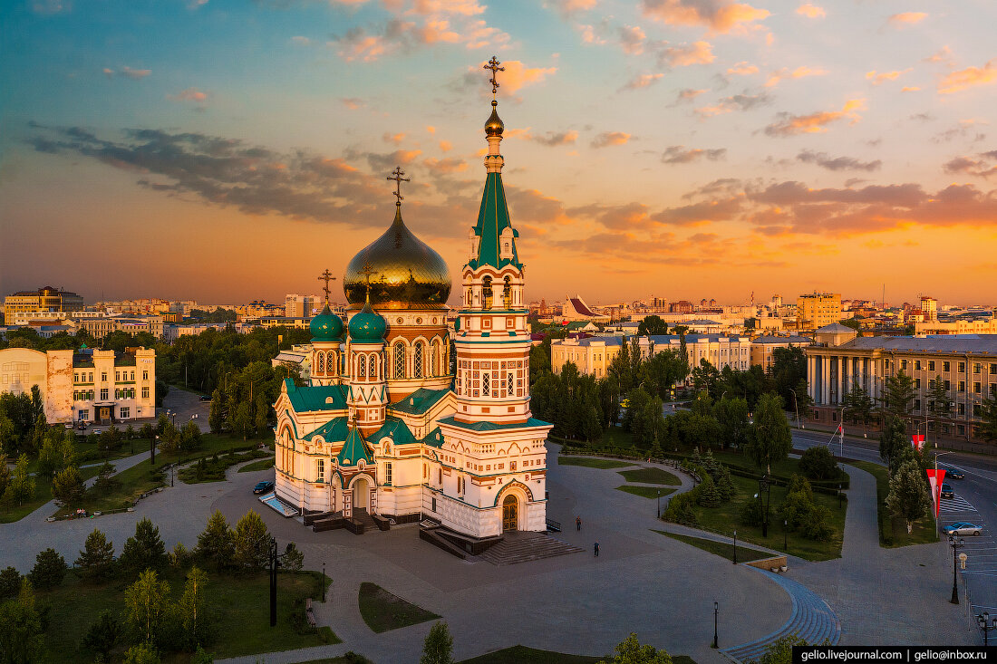 Омск собор Успенский с высоты
