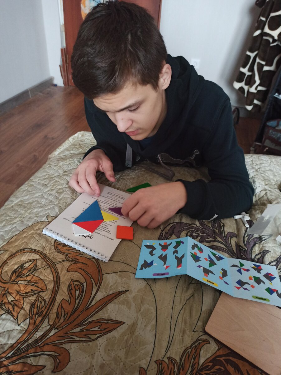 Автор высказываний. Собирает танграм, купленный для младшего брата. Начал с уровня Мастер)) 