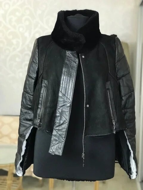 Расширение куртки из меха и кожи. Ателье Ирины Берзиной.