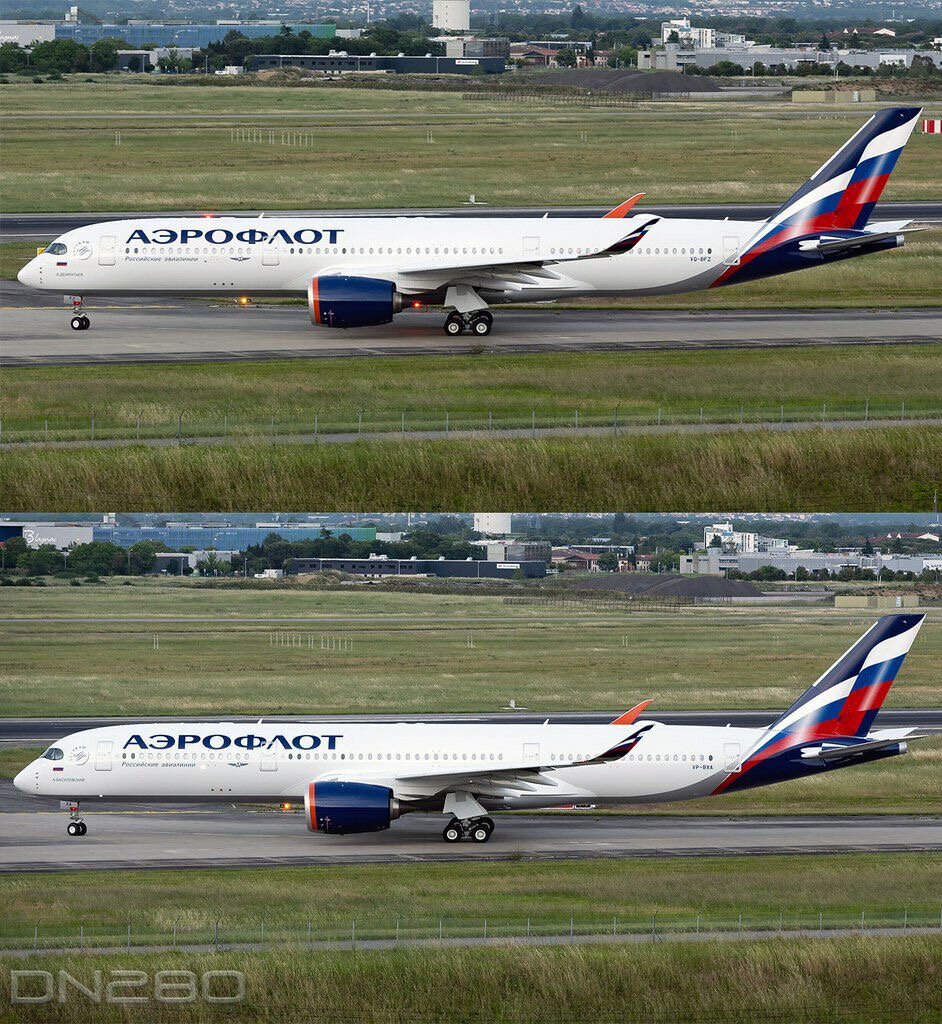 Два новеньких Airbus A350-900 в Тулузе. Фотография взята с телеграмм-канала AviaChatChannel