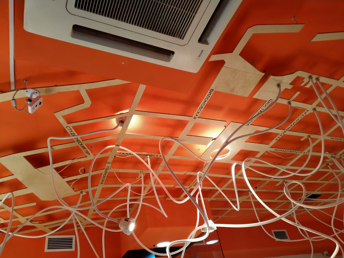 Потолок в виде веток метро