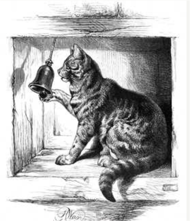 «Кот, который звонит в дверной звонок» (1871), рисунок Harrison William Weir, источник: https://harrisonweir.com/