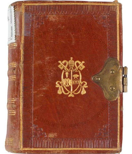 Стандартная обложка Библиотеки Ватикана (красный переплет, герб с ключами святого Петра) на Псалтыри Vat. Slav. 8