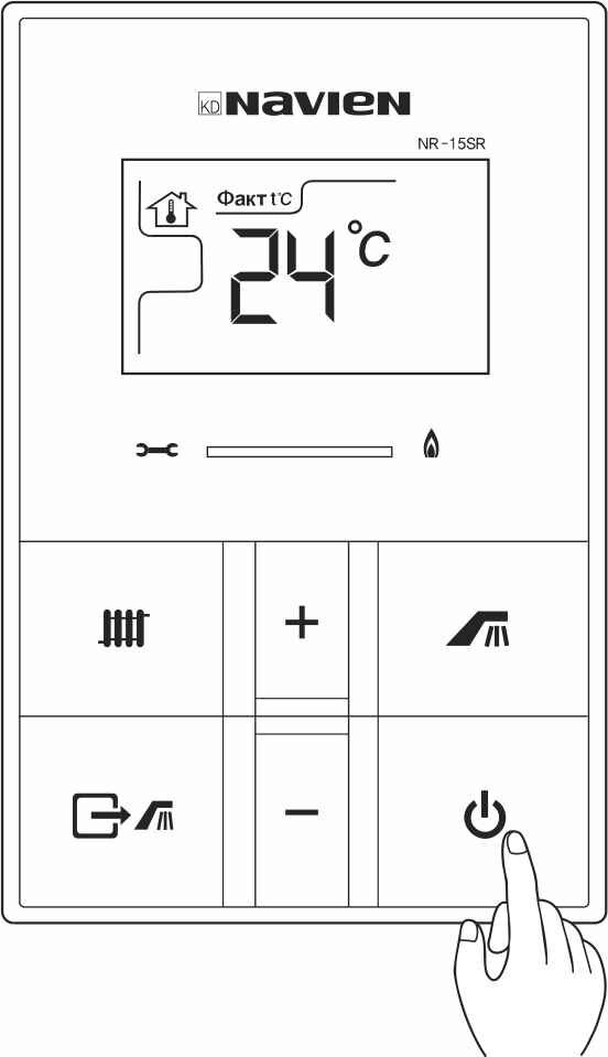 Включение и выключение выносного пульта управления котлом Navien
