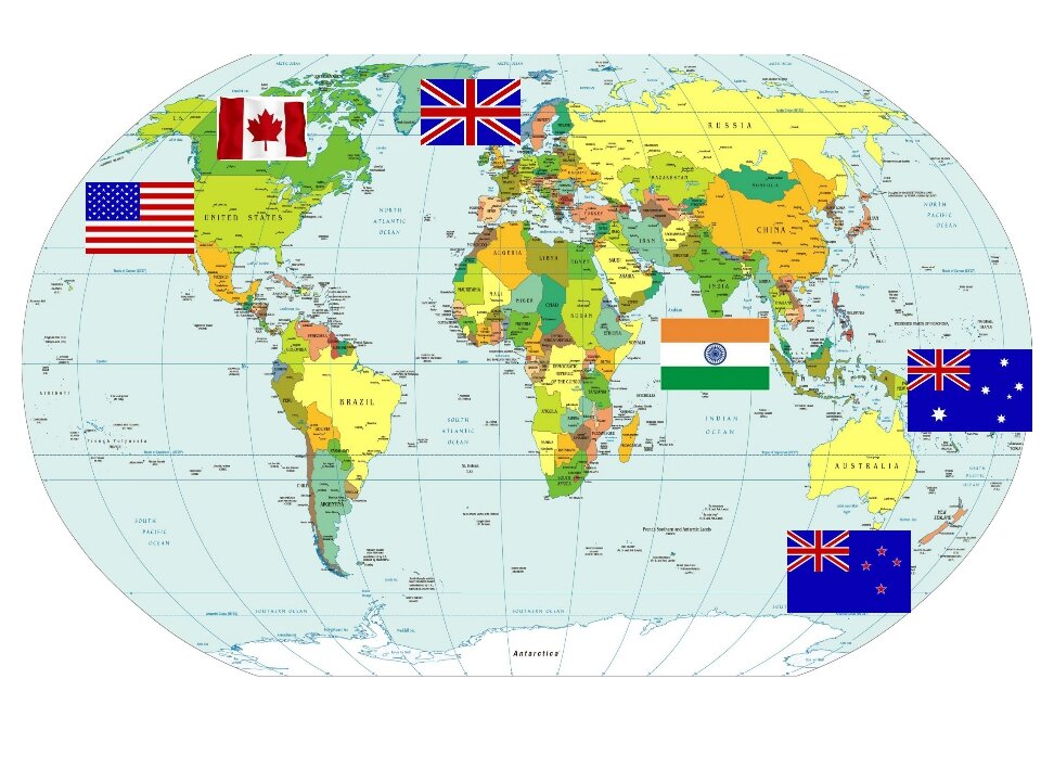 Как по английски будет мир. Англоязычные страны на карте. Карта стран на английском языке. Англоговорящие страны на карте.