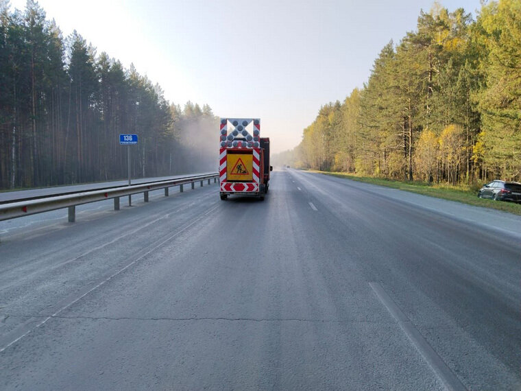    Дорожные работы на участке трассы М5 «Урал» telegram-канал «ГИБДД Свердловской области», https://t.me/gibdd_66