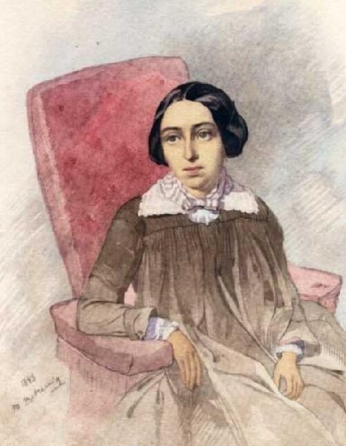 Тарас Шевченко. Портрет неизвестной в коричневой одежде (1845). Возможно, это Елизавета Васильевна Гоголь-Яновская, в замужестве Быкова