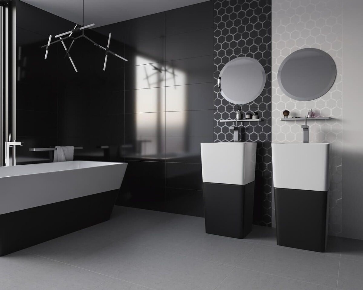 Черно-белая ванная комната: секреты дизайна ванной комнаты в черно-белых тонах