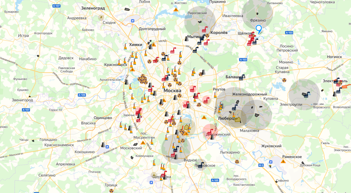 Карта радиоактивного загрязнения москвы и московской области