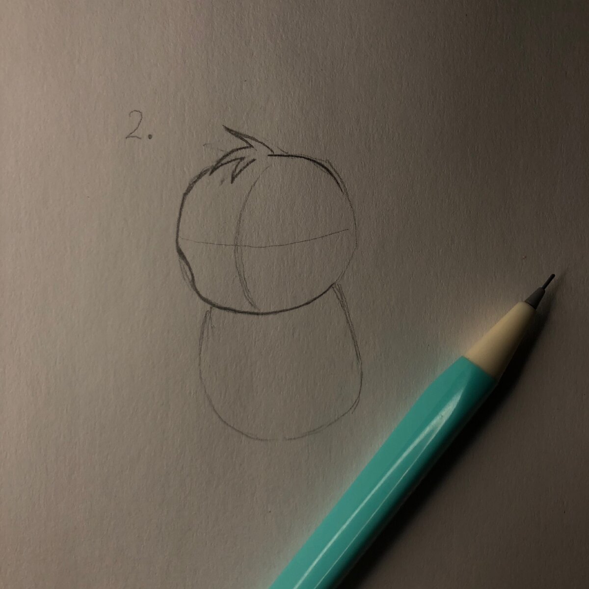         Шаг 2.
Обведите овал и дорисуйте челку на голове. Прорисуйте скулы.                                                           