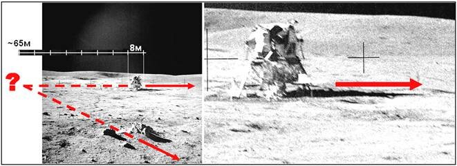 Александр Попов разоблачает тени на снимке «Аполлона-14». Изображение из его книги https://manonmoon.ru/book/10.htm