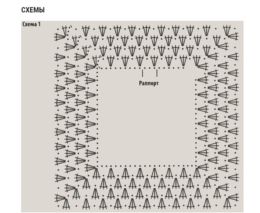 Квадратная кокетка крючком схема