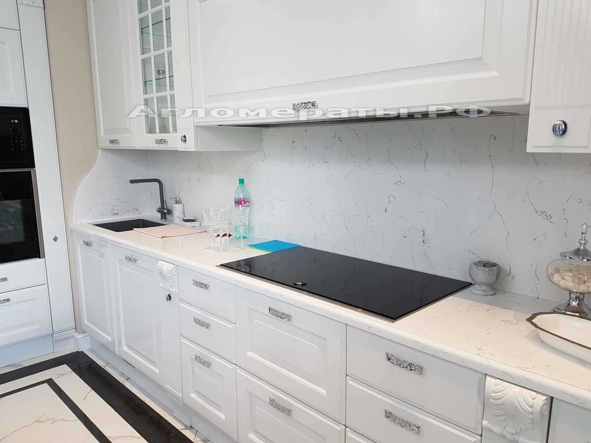 Агломерат широко используется для изготовления столешниц для кухни