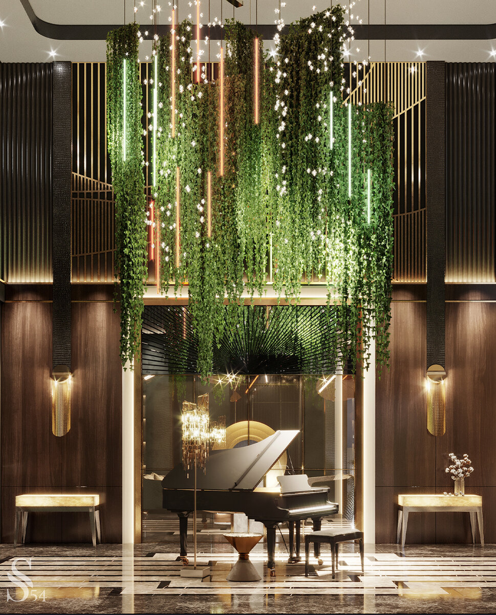 Монументальный холл с роялем из проекта Studia 54 в Пакистане