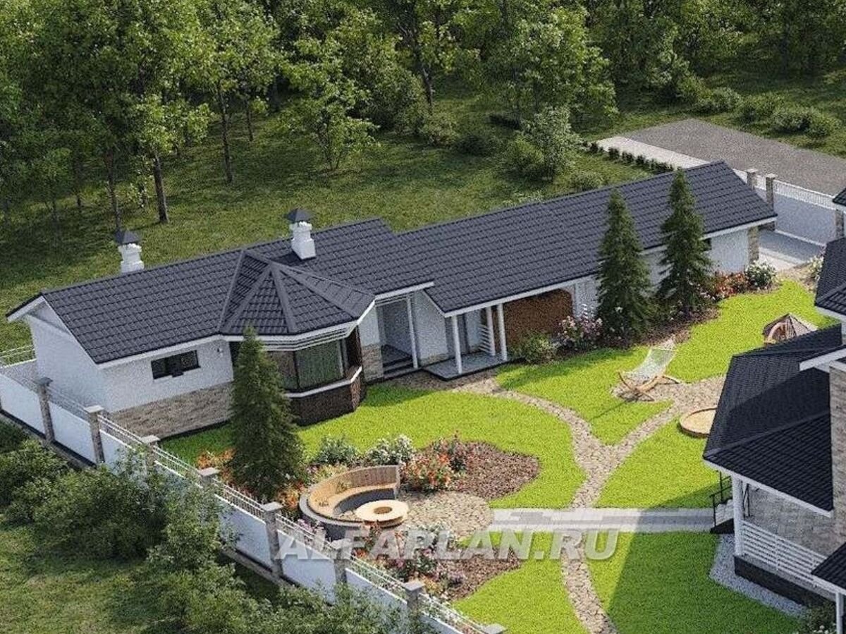 2. проект гаража 218Р + баня 245С, размещение на участке