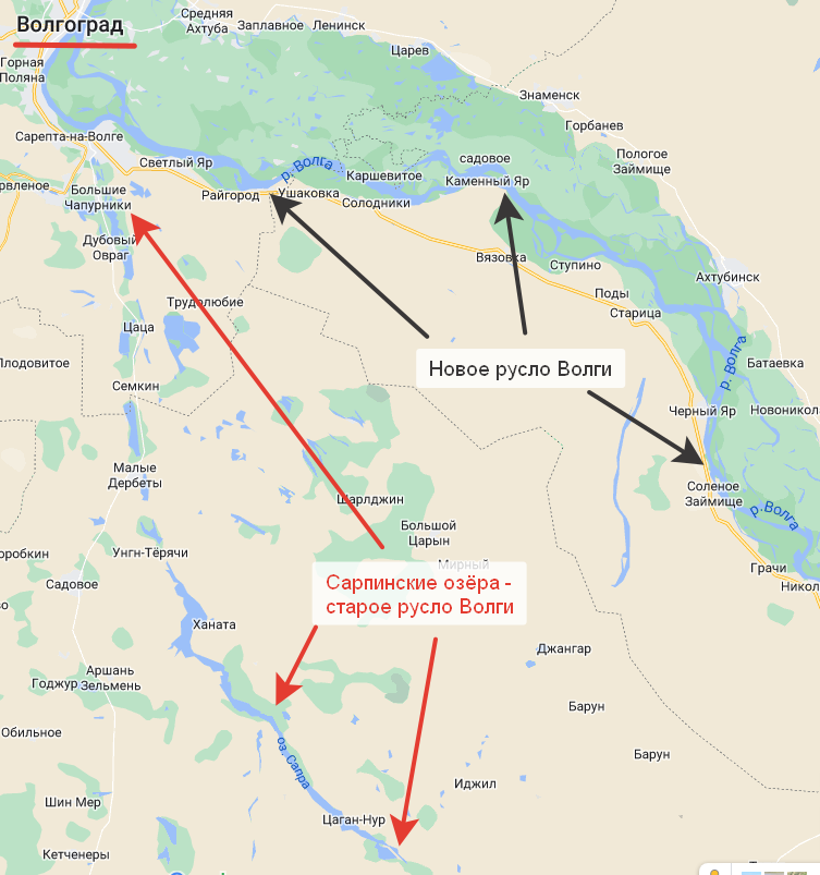 Старое и новое русла Волги - рисунок Автора