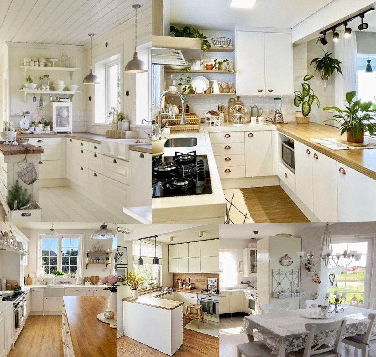 Нейтральные кухни и нейтральные кухни плюс дерево - хороший фон для интерьера кухни-столовой (фото из интернета).