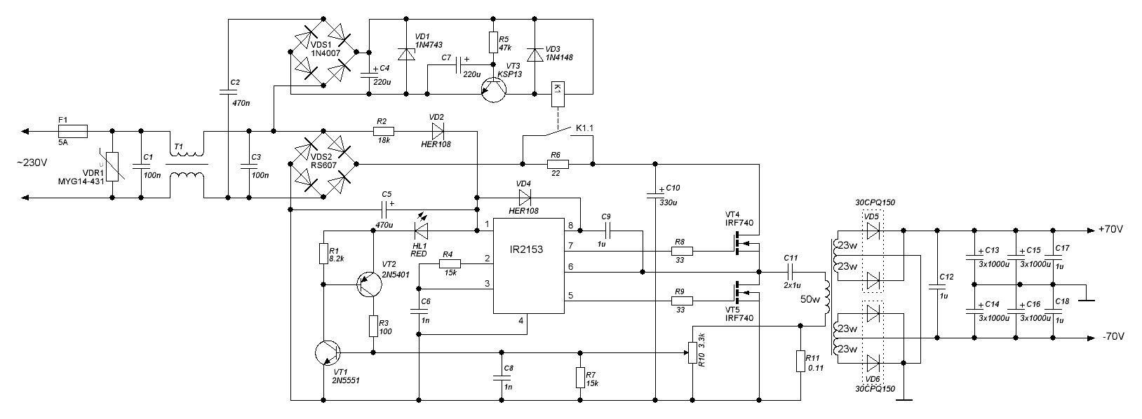 Switching power supply - IR | Импульсный блок питания - IR - Share Project - PCBWay