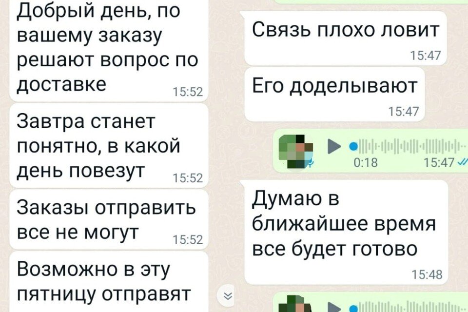     Такими фразами отписывался посредник. Фото: предоставлено героиней публикации.