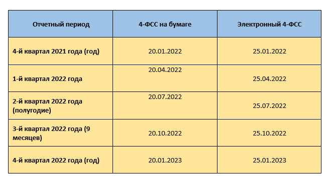 Фсс срок сдачи в 2024