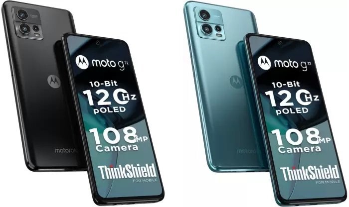 Внешний вид смартфона Motorola moto g72 (источник: Flipkart)