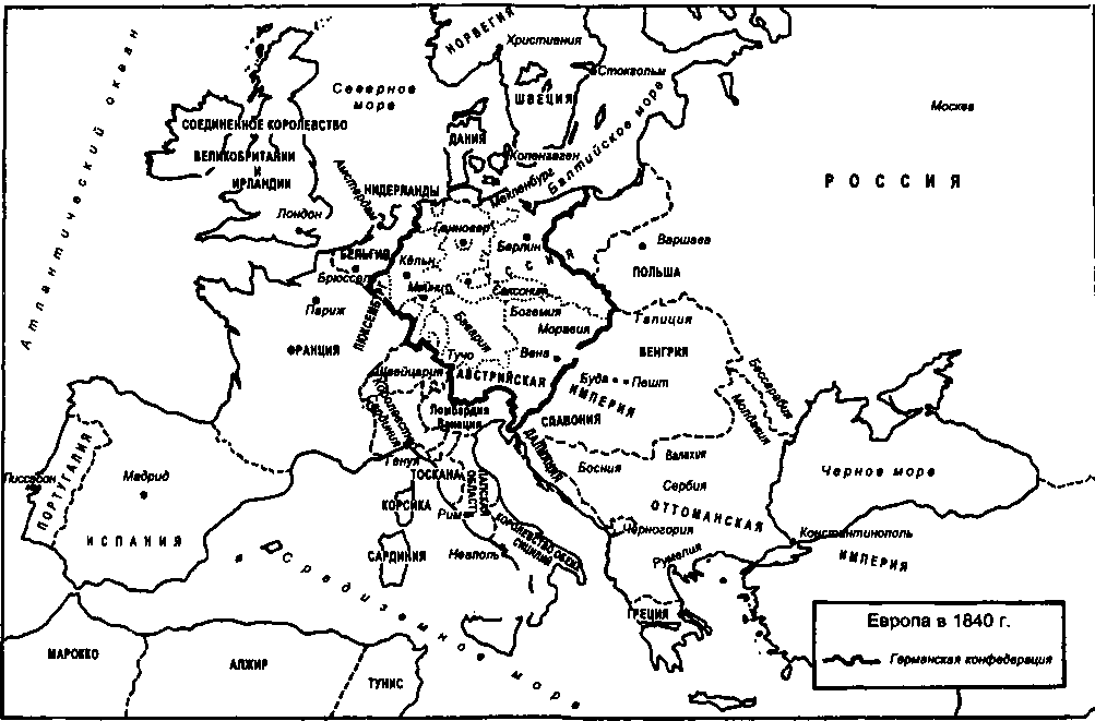 Карта европы 1840