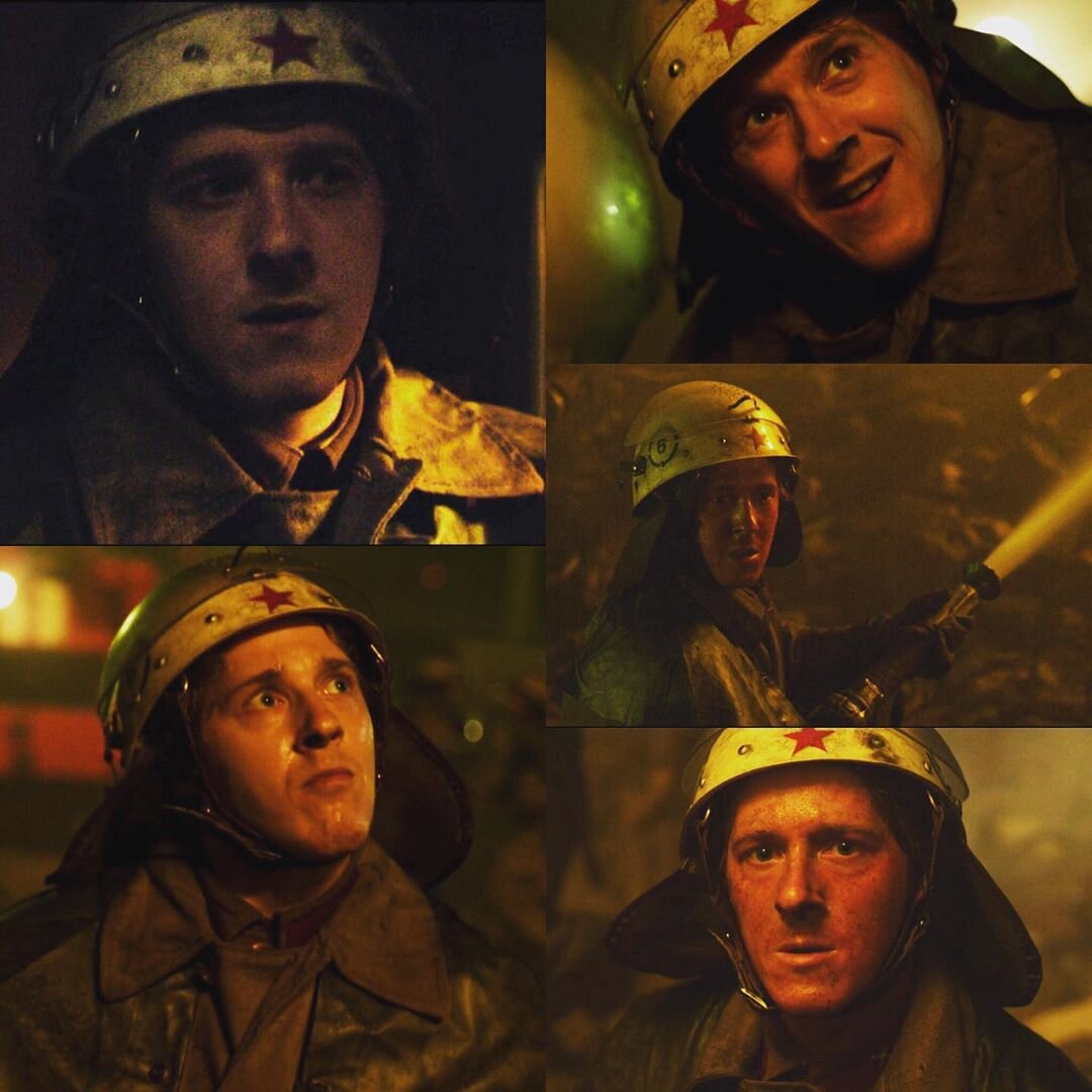 Пожарные у ЧАЭС, кадр из сериала "Чернобыль" 