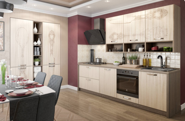 Фасады и фартук одного цвета / kuhni-edimdoma.ru