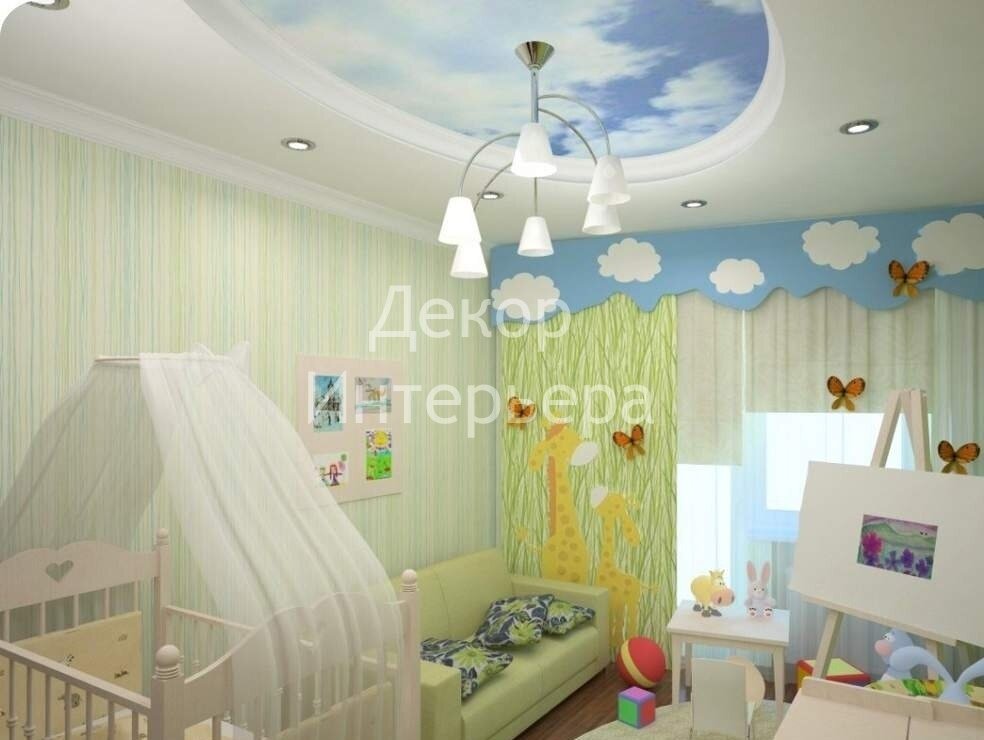 Как оформить потолок в детской комнате - советы, подборка оригинальных фото потолков в детскую
