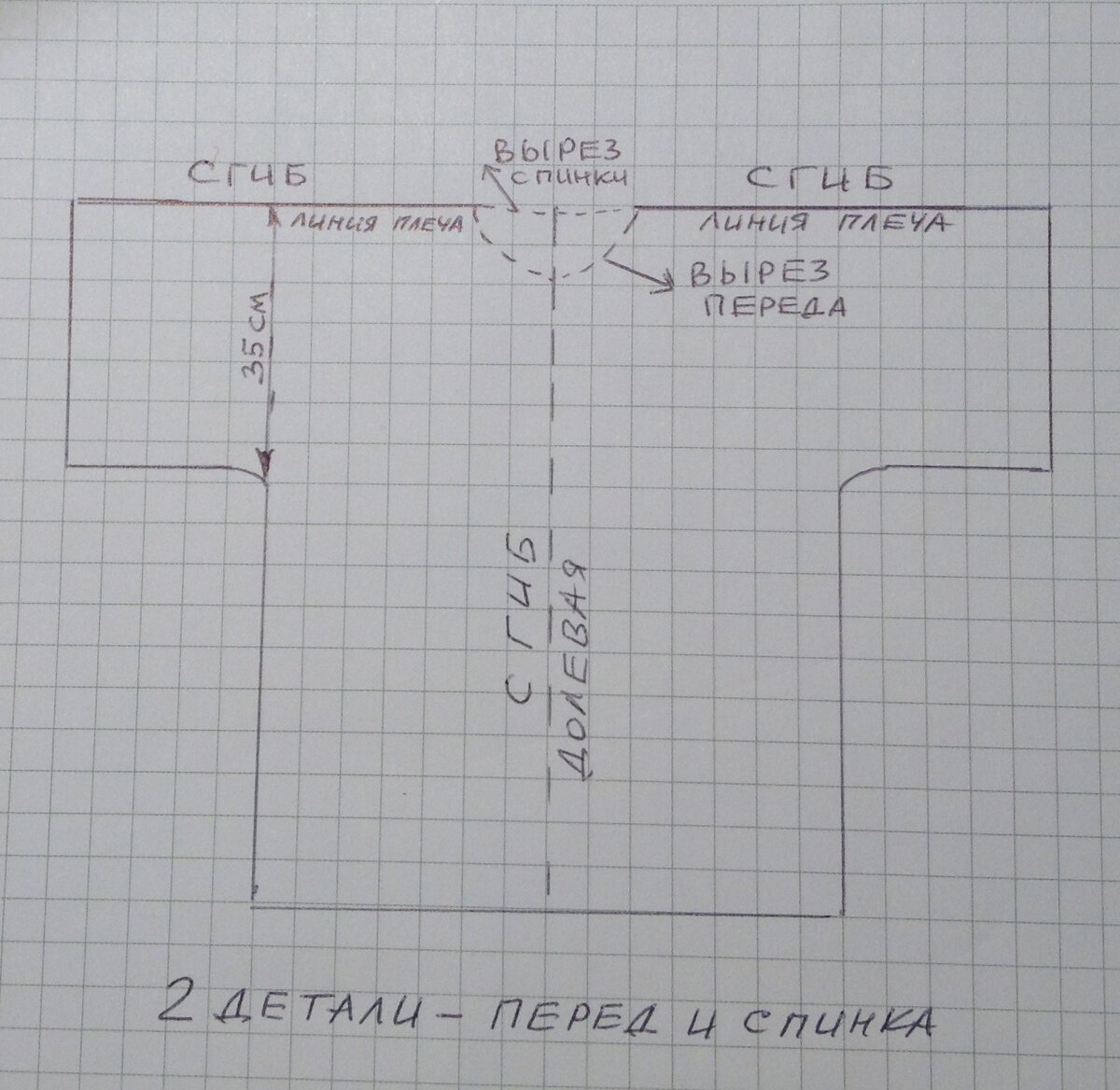 Схема раскроя туники.