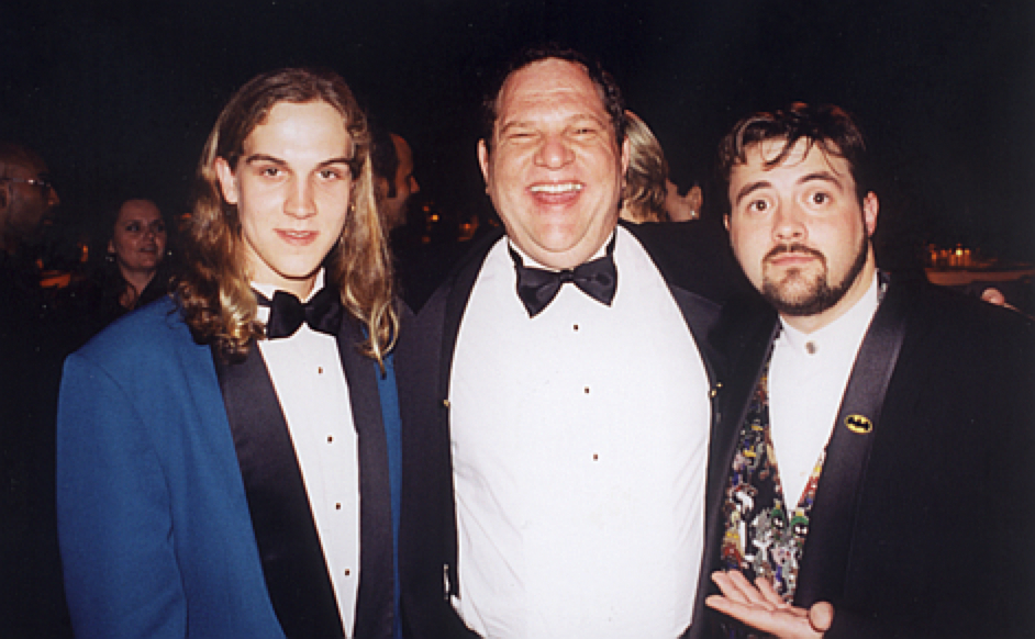 Слева направо: Джейсон Мьюз, Харви Вайнштейн и Кевин Смит. Фото из архивов Кевина Смита. 