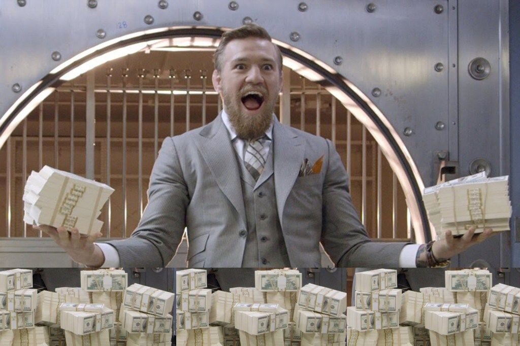 Конор Макгрегор рад не только своим победам,но и полученным гонорарам за них.