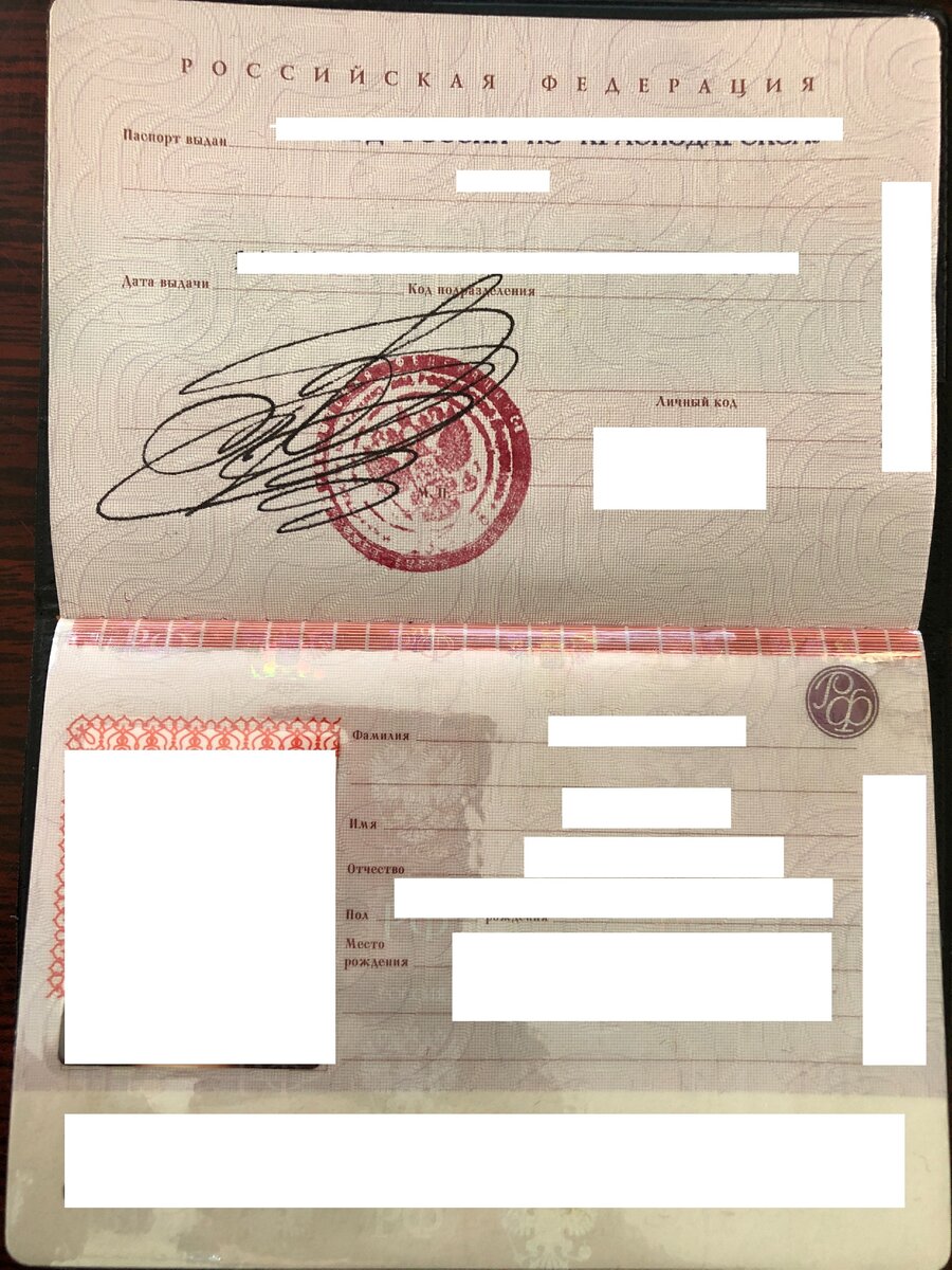 образец для отправки паспорта (вырезать или перекрывать части данных и фото - нельзя, ФТС не примет такой документ)