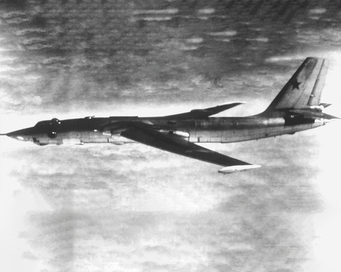 1. Soviet M-4 Bison bomber in flight 1982