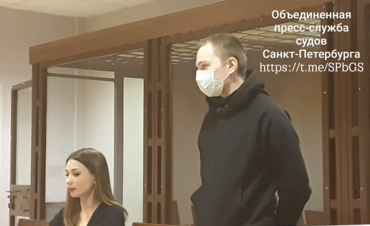 Георгий Громада на суде. Кадр из видео Объединенной пресс-службы судов Санкт-Петербурга