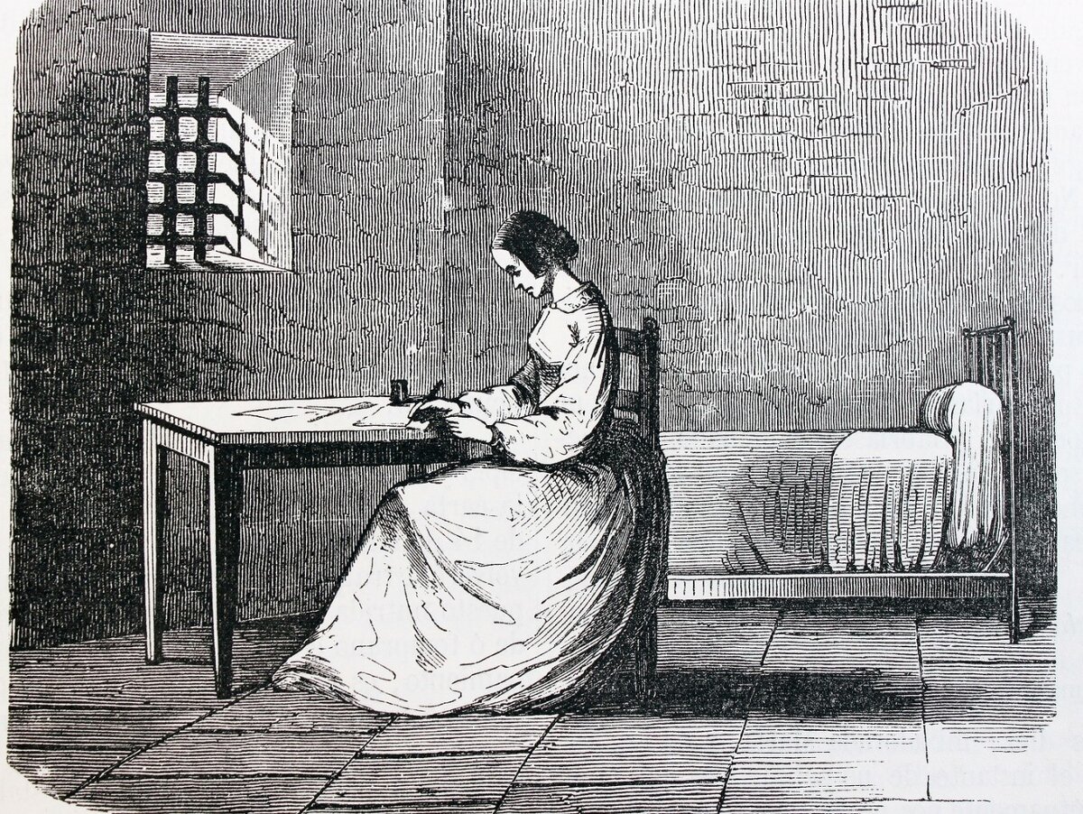 Мари Лафарж в тюремной камере.  