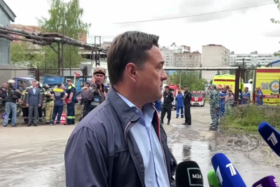    Андрей Воробьев на месте взрыва на заводе в Сергиевом Посаде © Пресс-служба Губернатора и Правительства Московской области