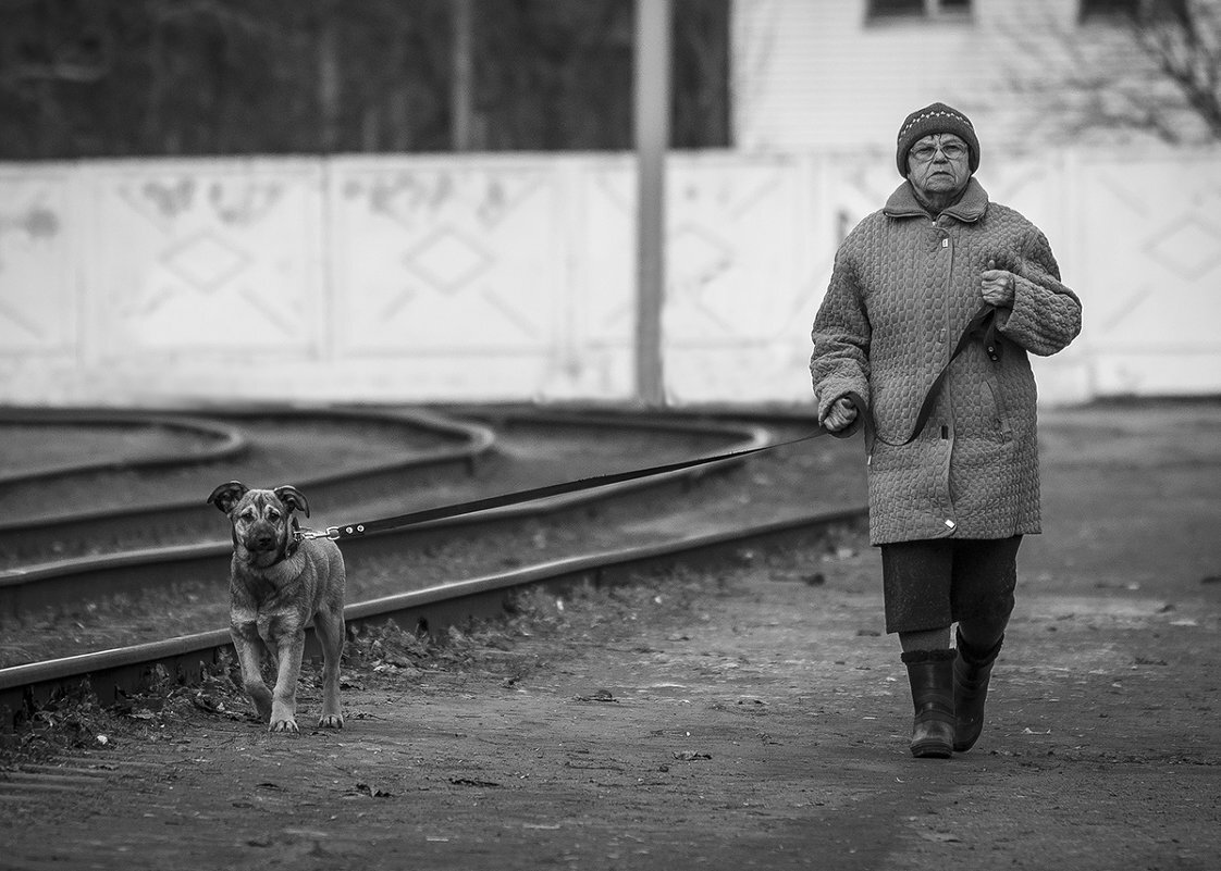Пожилая женщина с собакой