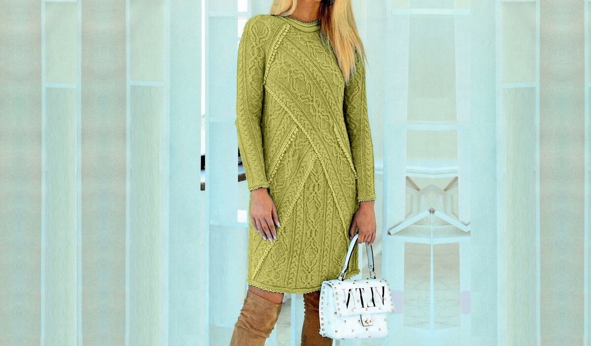 Купить Вязаное Платье Коса Женская фото 9