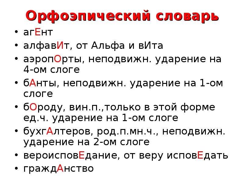 Картинка словарь ударений
