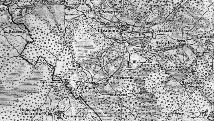 Карта 1860 года московской губернии