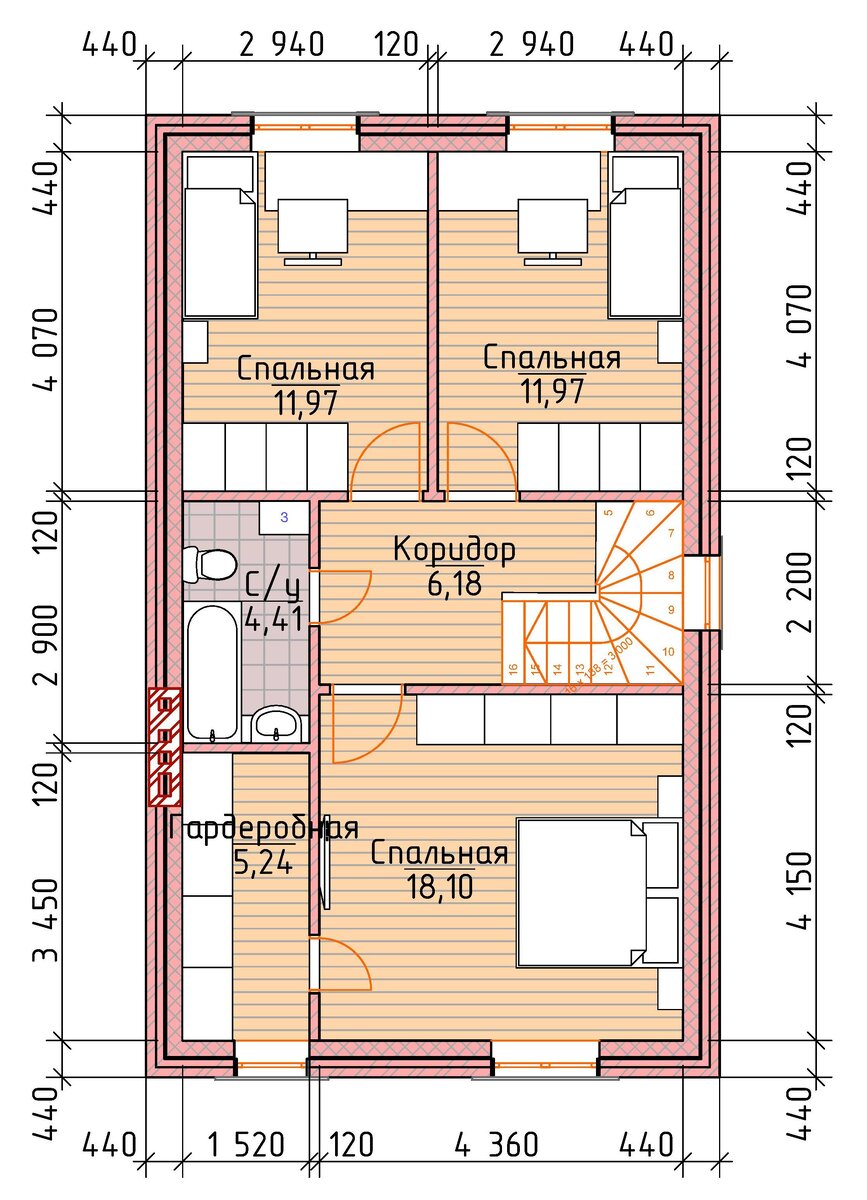 Двухэтажный дом 7 х 11,5 м, из кирпича, общей площадью 120 кв.м. ??