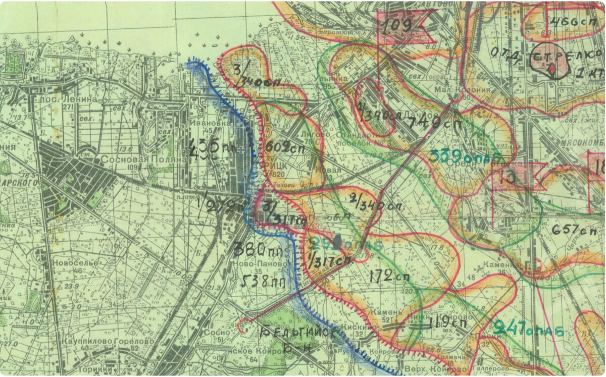 Карта с нанесёной обстановкой