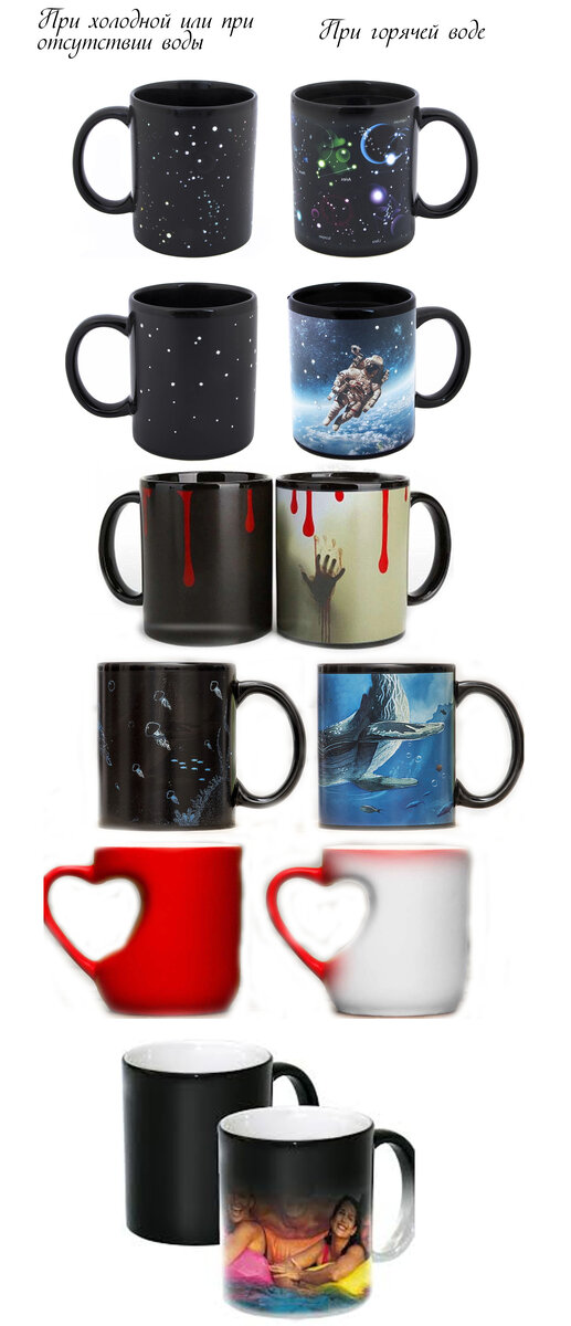 Три разновидности кружек-хамелеона