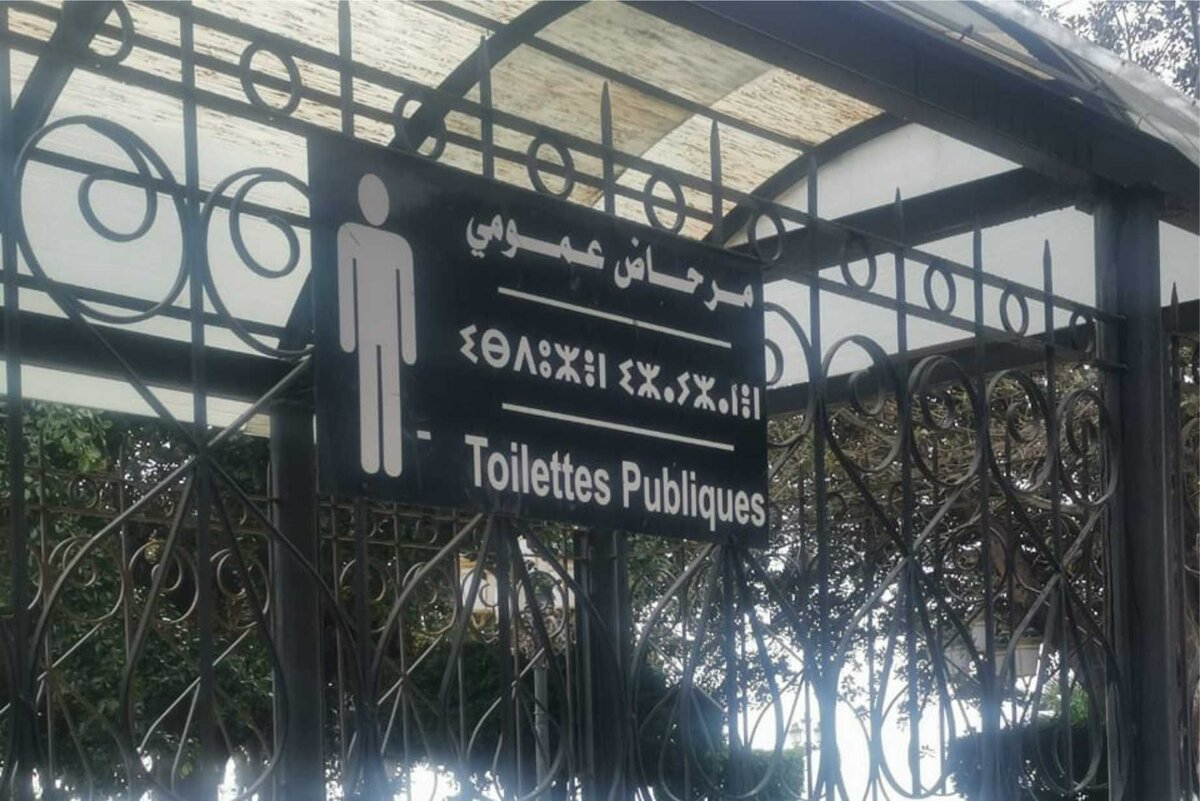 Надпись на трёх языках: арабском, берберском, французском. Из личного архива. 